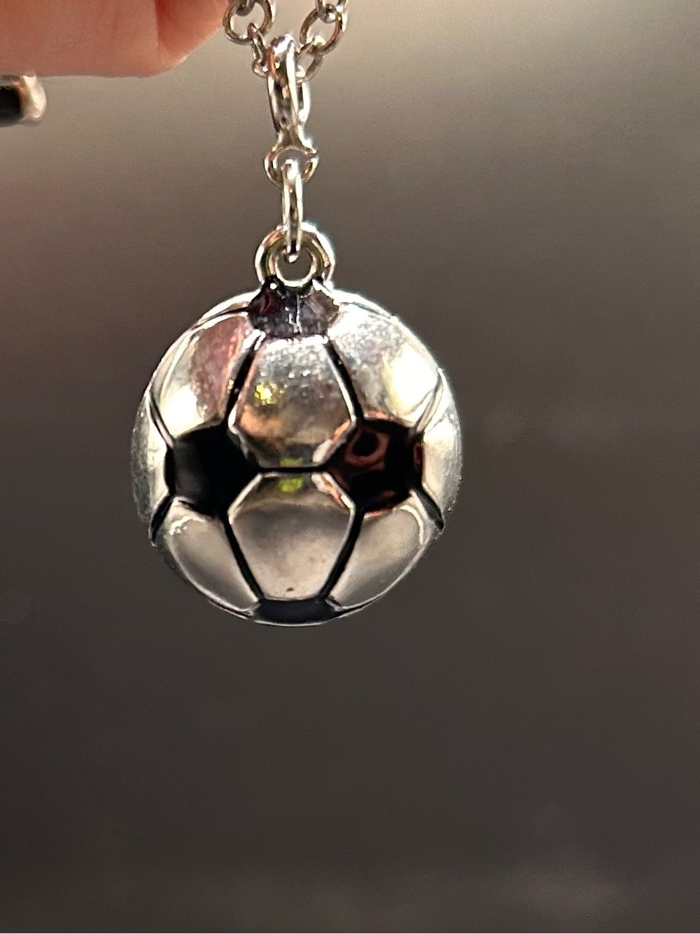 Soccer Ball Charm Pendant - Silver-Tone and Black Enamel (pendant only)
